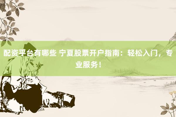 配资平台有哪些 宁夏股票开户指南：轻松入门，专业服务！