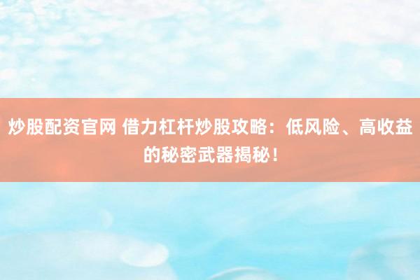 炒股配资官网 借力杠杆炒股攻略：低风险、高收益的秘密武器揭秘！