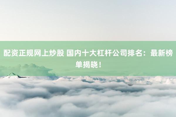 配资正规网上炒股 国内十大杠杆公司排名：最新榜单揭晓！