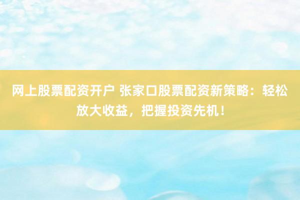 网上股票配资开户 张家口股票配资新策略：轻松放大收益，把握投资先机！