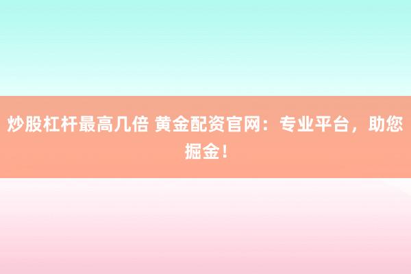 炒股杠杆最高几倍 黄金配资官网：专业平台，助您掘金！