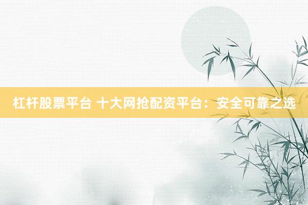 杠杆股票平台 十大网抢配资平台：安全可靠之选