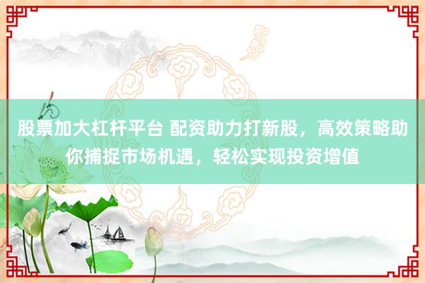 股票加大杠杆平台 配资助力打新股,高效策略助你捕捉市场机遇,轻松实现投资增值