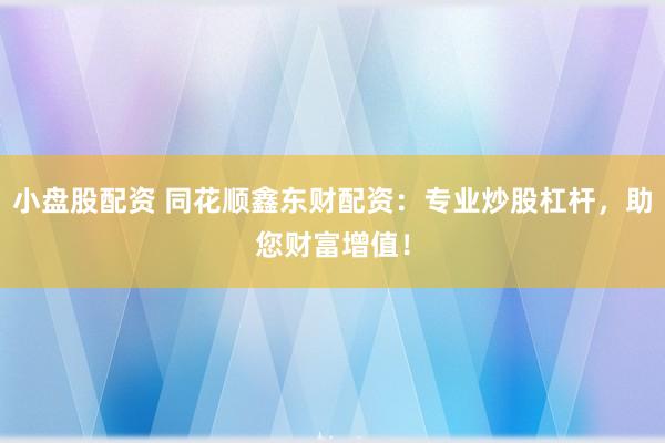 小盘股配资 同花顺鑫东财配资:专业炒股杠杆,助您财富增值!