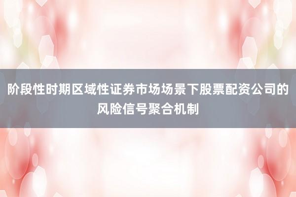 阶段性时期区域性证券市场场景下股票配资公司的风险信号聚合机制