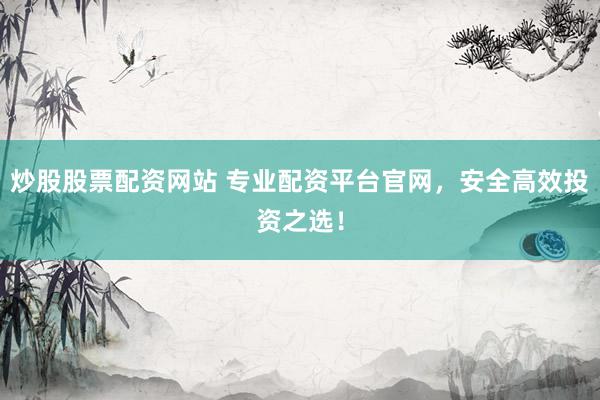 炒股股票配资网站 专业配资平台官网，安全高效投资之选！