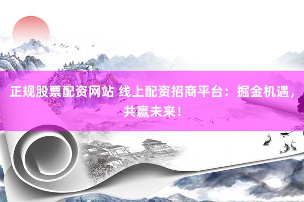 正规股票配资网站 线上配资招商平台:掘金机遇,共赢未来!