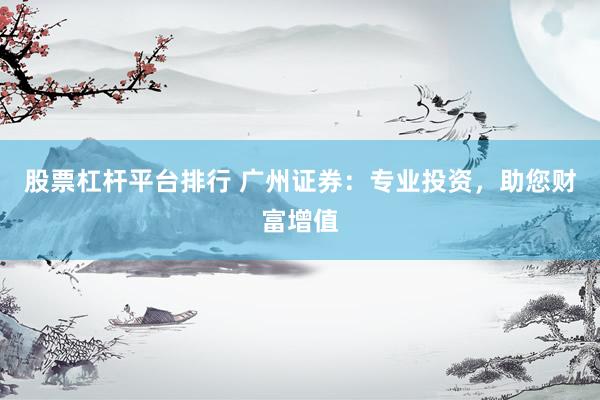 股票杠杆平台排行 广州证券：专业投资，助您财富增值