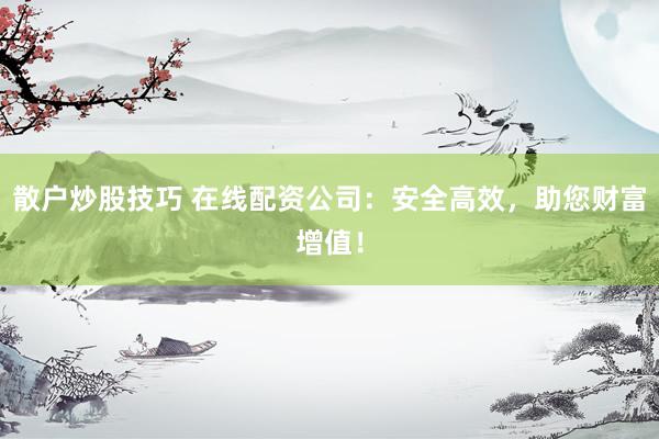 散户炒股技巧 在线配资公司：安全高效，助您财富增值！
